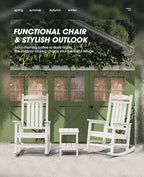 KINGYES HDPE Patio Rocking Chair Set of 4, Outdoor Rocking Chairs Porch Rocker for Adults, White