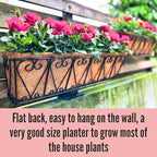 LaLaGreen Wall Planter - 4 Pack, 30 Inch Large Black Window Flower Basket Boxes Outdoor Attach House, Rectangular Deck Railing Hanging Pot with Coco Liner Over Rail Fence Balcony Patio Porch