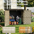 LHBcraft Waterproof Outdoor Storage Box 36 Cu Ft with Lockable Doors, Portable Horizontal Resin Storage Shed, Easy to Assemble, Outdoor Storage Cabinet for Backyards, Brown-Beige
