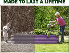 9-in-1 Galvanized Steel Raised Garden Bed // 8×2×1.5 ft Modular Planter for Gardening, Vegetables, Flowers // 18" Tall Metal Raised Garden Beds Outdoor (Purple) // Patented Design Planter Box