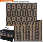 SAND MINE Reversible Mats, Plastic Straw Rug, Modern Area Rug, Large Floor Mat and Rug for Outdoors, RV, Patio, Backyard, Deck, Picnic, Beach, Trailer, Camping, Black & Brown, 8' x 10'