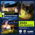 Solar Spot Lights Outdoor Waterproof for Flag, Tree, House, Garden, Yard, 3 Brightness Modes Solar Powered Landscape Spotlights 4 Pack Warm White