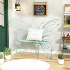 50 Inches Outdoor Bench, Garden Bench with Sturdy Iron Metal Frame, Pretty Butterfly Bench Front Porch Bench for Porch,Lawn,Garden,Yard