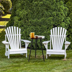 Metal Outdoor Side Tables Set of Two Small Outside Round End Table for Patio Modern Accent Garden Corner Table for Small Spaces, Balcony, Porch, Weather-Resistant, Plant Stand Indoor, Black