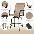 Yaheetech 6 Piece Patio Swivel Bar Stools Texteline Bistro Chairs with High Back/Armrest/Footrest, All Weather Padded Seating Outdoor Furniture Height Outdoor Chairs for Outside, Lawn & Garden