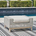 Signature Design by Ashley Seton Creek Casual Nuvella Weather Resistant Fabric Outdoor Ottoman with Cushion, Light Gray & Light Brown