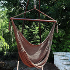 Sunnydaze Outdoor Hammock Chair Swing - Hanging Hammock Swing - Hanging Reading Chair - Soft-Spun Polyester Rope - Caribbean XL - Mocha