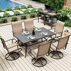 Pamapic 7-Piece Patio Dining Furniture Set with Swivel Chairs, Outdoor Table & 6 Textilene Chairs for Garden, Backyard, Pool, Deck, Beige