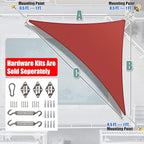 Amgo Custom Size 12' x 14' x 18.4' Red Right Triangle Sun Shade Sail Order to Make Canopy Awning UPF50+ AGSLT, 95% UV Blockage, Water & Air Permeable, 200GSM Commercial Standard (We Customize)