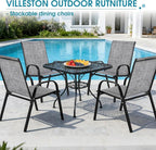 Outdoor Stackable Chairs Set of 4, Stacking Patio Chairs with Textilene Fabric, Outside Furniture for Garden Backyard Balconie Poolside Deck, Grey