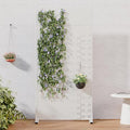 Casaphoria Metal Privacy Screen Outdoor, 72" H x 35" W Freestanding Decorative Privacy Screen for Patio Deck Balcony Garden with Stable Base, White-Brick