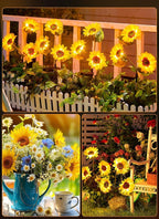 Brightown Outdoor Solar Garden Lights - 4 Pack LED Flower Lights with Larger Sunflowers, Bigger Solar Panel, Waterproof for Outside Yard Patio Garden Decorations
