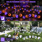 BrizLabs 6 Pack 36 LED Halloween Solar Eyeball Lights, 2 Modes Outdoor Halloween Pathway Lights, Solar Spooky Path Light Waterproof, Swaying Firefly Lighting for Yard Garden Lawn, Orange & Purple