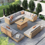 Grand patio 13-Piece Wicker Patio Furniture Set with Lift Top Coffee Storage Table, Outdoor Conversation Set Sectional Sofa with Water Resistant Thick Cushions, Cream