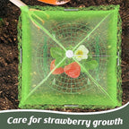 4 Sets Strawberry Plant Support with Mesh Plant Cover,Strawberry Growing Racks Sets with Iron Plant Nails and Storage Bag for Garden Strawberry Vegetables(Green Net - Round)