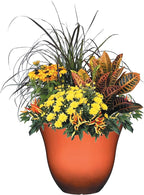 Classic Home & Garden Resin Flower Pot Planter, 13" | Orange Ember | Pack of 3 | Honeysuckle Design
