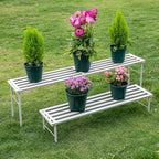 Metal Plant Stand, Rust-proof Aluminum Flower Pot Stand, Heavy Duty Planter Display Shelving for Patio Balcony Garden Living Room Decorative (White, 35.4 Inch)