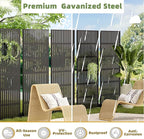 Casaphoria Metal Privacy Screen Outdoor, 72" H x 35" W Freestanding Decorative Privacy Screen for Patio Deck Balcony Garden with Stable Base, Fence Black
