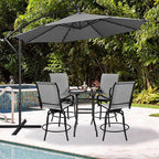 Yaheetech Patio Swivel Barstools Outdoor Chairs Set of 4, High Bistro Stools Outdoor Furniture, All-Weather Patio Stools for Outside, Beach, Lawn, Poolside and Garden, Black/Light Gray