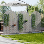 Casaphoria 72" H x 47" W Arched Metal Privacy Screen - Elegant Freestanding Outdoor Screen for Deck, Patio & Balcony - Versatile Decorative Privacy Panels for Home & Garden Use (Grey-Square)