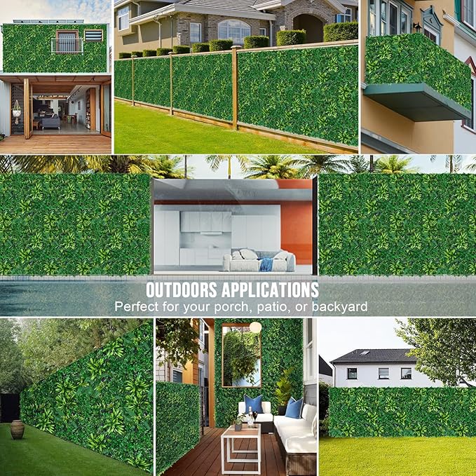 Artificial Boxwood Hedge Panels, 12 Pieces 20x20 Inch HDPE Greenery