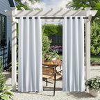 NICETOWN 2 Panels Outdoor Curtains with Grommet & Back Tab on top and Bottom for Patio Waterproof, Windproof Privacy Cold & Heat Blocking for Cabana/Gazebo with Fixed Rope, W46 x L80, Greyish White