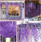 Artificial Flowers Wisteria Vines, 108 Pack, Purple Plastic