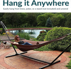 Sunnydaze Soft-Spun Polyester Rope Double Hammock for Outside - 600-Pound Weight Capacity Extra Large Hammock - Mocha