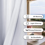 BONZER Outdoor Curtains for Patio Waterproof Thick Privacy Grommet Light Filtering Outside Curtains for Porch Pergola Gazebo Deck, 1 Panel, 54W x 120L inch, White