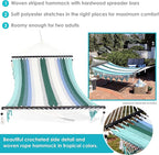 Sunnydaze Woven Double Hammock for Outside with Crocheted Edges and Spreader Bars - 600-Pound Weight Capacity Outdoor Hammock for Trees - Lagoon Stripes