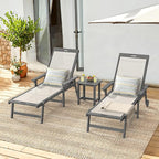 LUE BONA Chaise Lounge Chair Outdoor Set of 2, HDPS and HDPE Wicker Chaise Lounger with 5 Positions, Pool Lounge Chairs with Wheels and Adjustable Backrest for Patio, Poolside, Deck, Backyard