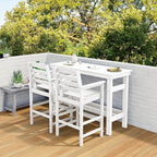 SERWALL Outdoor Bar Set - 4 Adirondack Bar Chairs & Bar Height Table with 1.6" Umbrella Hole, All-Weather HDPE Patio Furniture for Poolside, Backyard, Garden - White