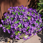Artificial Flowers for Outdoors, UV Resistant Fake Silk Morning Glory, Realistic Faux Plants for Outside Porch Patio Window Box Hanging Planter (16, Purple)