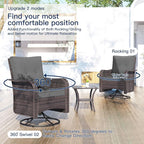 Kullavik 11 Pieces Outdoor Patio Furniture Set,PE Wicker Rattan Sectional Sofa Patio Conversation Sets with 43" 55000BTU Gas Propane Fire Pit Table,Swivel Rocking Chairs Set,Grey