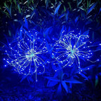 JJGoo Solar Firework Lights, 2 Pack 120 LEDs 2 Lighting Modes Solar Garden Lights Outdoor Waterproof for Yard Patio Walkway Pathway Party Wedding Christmas Decorative - Blue