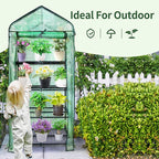 4 Tier Mini Greenhouse for Outdoor Indoor, Double-Layer Roof, Heavy Duty Small Greenhouses with PE Cover, Portable Green Houses for Outside Winter Plant Protection, 64'' H x 27'' L x 20'' W