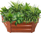 Sunnydaze 11.75" H Raised Metal Garden Bed - Galvanized Raised Garden Bed Outdoor for Vegetables and Flowers - Woodgrain - Hexagon