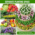 4 Pcs Plant Grow Bags 4 Tiered Strawberry Planter Tower Fabric Raised Garden Beds, 39 Inch Nonwoven Strawberry Pyramid Planter for Vegetables Flower Herbs Gardening Outdoor Growing (Khaki)