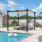 PURPLE LEAF 10' x 10' Aluminum Outdoor Pergola Wind-Resistant Retractable Pergola with Double Sun Shade Canopy Heavy-Duty Metal Pergola for Patios Backyard Deck Garden, White