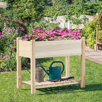 Yaheetech 34x18x30in Raised Garden Bed, Planter Box with Legs & Storage Shelf, Wooden Elevated Vegetable Growing Bed for Backyard, Patio, Balcony