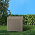 Deck Box, 31 Gallon Grey Resin Outdoor Storage Bin with Lock Loops