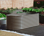 A ANLEOLIFE Set of 6, 30 Inch Extra Tall Galvanized Raised Garden Beds Kit, Large Oval & Round Metal Planters – Ideal for Backyard Vegetables Flowers Herbs, Quartz Grey