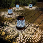 4 Pack Solar Lanterns Outdoor Hanging Metal Waterproof LED Lantern with Solar Powered Garden Patio Decorations Decor Lantern with Handle Christmas Gift Idea