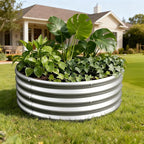 2PCS 3x3x1FT Galvanized Raised Garden Bed Kit,Vegetable Boxes-Round Metal Flower Box,Large Planter Raised Beds Outdoor Garden for Planting,Fruit,Herb-Silver