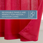 TOWN & COUNTRY BASICS Cabana Solid Heavyweight Indoor Outdoor Curtains, Light Filtering Opacity with Grommet Top, Water Repellent, 2-Pack Set, 54"x108", Radiant Red