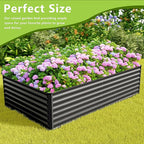 8x4x2FT Galvanized Raised Garden Bed,Galvanized Planter Boxes Outdoor, Large Metal Raised Garden Beds for Vegetables-Grey