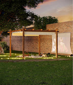 GarveeLife 10 x 13 ft Wood-Grain Aluminum Pergola Outdoor Pergola with Retractable Canopy Sun Shade Shelter for Garden Patio Backyard Deck - Beige