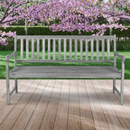 JONATHAN Y BNH101B Laurel 59.1" 3-Seat Slat-Back 600-Lbs Support Acacia Wood Outdoor Garden Patio Bench for Garden, Lawn, Backyard, Pool, Deck, Beach, Firepit, Gray