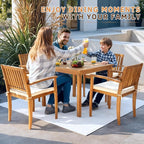 Greesum 5 Piece Patio Dining Set Outdoor Solid Wood Furniture for Yard, Garden, Porch w/Square Tabletop & 4 Chairs, White