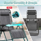 Homall Zero Gravity Chair - Adjustable Folding Lawn Chairs - Outdoor Gravity Reclining Lounge Chair with Pillows - Set of 2 (Double-Gray)